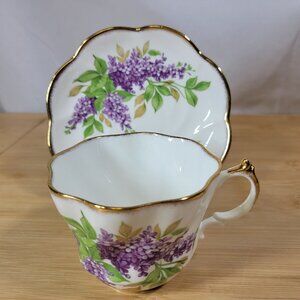 Teacup and Saucer, Lilac by Salisbury, Bone china Made in England #142